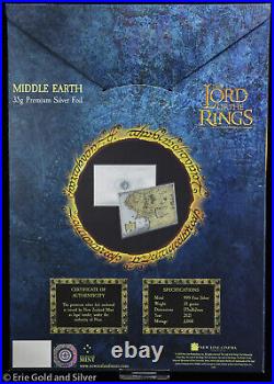 2021 $2 Niue Lord of the Rings 35g. 999 Silver Foil Middle Earth Map