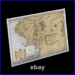 2021 Lord Of The Rings Map Of Middle Earth Premium Silver Foil 35 Gr 2000 Made