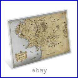 2021 Lord of the Rings Middle Earth Map 35g Silver Foil Poster 2,000 Made