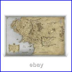2021 Lord of the Rings Middle Earth Map 35g Silver Foil Poster 2,000 Made