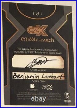 2022 Cryptozoic CZX LOTR Middle Earth Gimli 1/1 Sketch Card By Benjamin Lombart