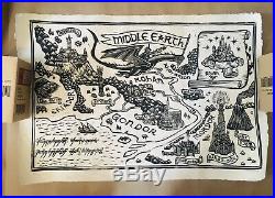 Brian Reedy Bottleneck Lord of the Rings Middle Earth Map Linocut Signed 76/150