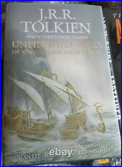 JRR Tolkien SIGNED Unfinished Tales of Numenor & Middle Earth. A lee hobbit
