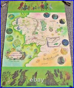 J. R. R. Tolkien The Hobbit Lord Of The Rings Stunning Rare Middle Earth Map 1978