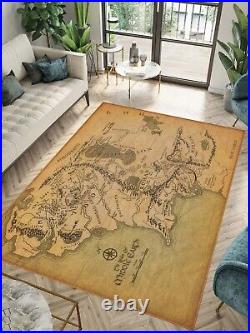 LOTR Rug, Lord Of The Ring Map Rug, Earth Map Rug, Middle Earth Map Carpet