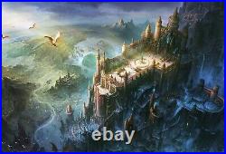Lord Of The Rings Minas Tirith Middle Earth Painting on Framed Canvas Art Print
