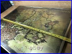 Lord of the Rings Framed Raised Middle Earth Map Print Picture Poster 80x60cm