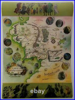 MIDDLE EARTH MAP Pauline Baynes LoTR Tolkien 1977 Westerhams 9th Prtg 0049120026