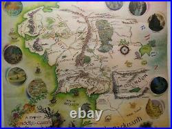 MIDDLE EARTH MAP Pauline Baynes LoTR Tolkien 1977 Westerhams 9th Prtg 0049120026