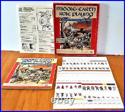 MIDDLE EARTH Role Playing (Merp) 1986 Tolkien Box, Rulebook, 55 Playing Pieces