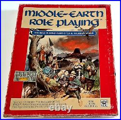 MIDDLE EARTH Role Playing (Merp) 1986 Tolkien Box, Rulebook, 55 Playing Pieces