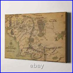 Map of Middle Earth The Lord of the Rings Movie Canvas Wall Art Print