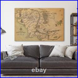 Map of Middle Earth The Lord of the Rings Movie Canvas Wall Art Print