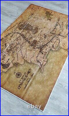 Middle-Earth Map, Lord Of The Ring, Earth Map, Vintage Map, Themed Rug, Middle
