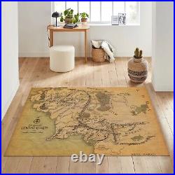 Middle Earth Map Rug, The Lord Of The Rings Rug, Lotr Carpet, Popular Movie Rug