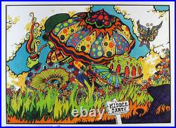 Middle Earth VTG Original 60s Psychedelic Poster Head Shop lotr Magic Mushroom