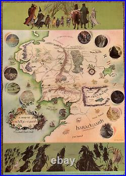 RARE Original 1970 A Map of Middle Earth Poster Lord of the Rings Trade Pr