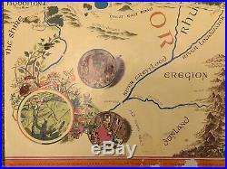 RARE Original 1971 There and Back Again Bilbos Journey Map / Poster LOTR