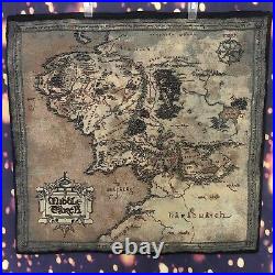 Rare Tolkien Middle Earth Wall Hanging Tapestry Lord Of The Rings Map New W Tag