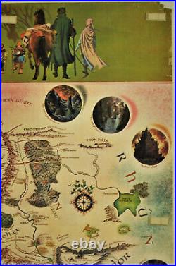 Rare Vintage 1970'Lord of the Rings' Poster Pauline Baynes''Middle Earth' Map