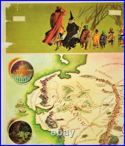 Rare Vintage 1970'Lord of the Rings' Poster Pauline Baynes''Middle Earth' Map