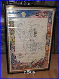 Rare Vintage Barbara Remington Brem LOTR Map Of Middle Earth Original Poster