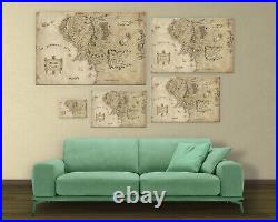 The Lord Of The Rings Map Of Middle Earth Framed Canvas Print Tolkein Wall Art