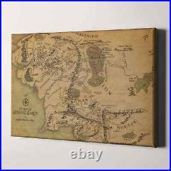 The Lord Of The Rings Map of Middle Earth Fellowship Canvas Print Wall Art