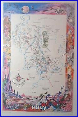 Tolkien Middle Earth Map LOTR Original Poster Barbara Remington Ballantine Books