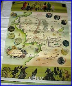 Vintage 1970 Lord of the Rings Map of Middle Earth Poster, Pauline Baynes, Hobbit