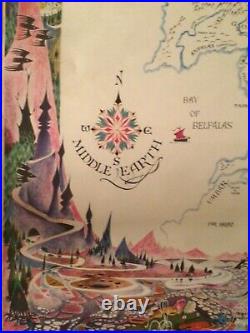 Vtg 1960s Tolkien Poster Middle Earth Barbara Remington Brem Ballantine Books
