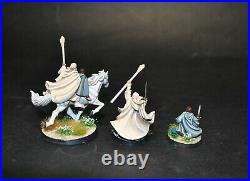 Warhammer lotr Middle Earth Gandalf the White on Shadowfax and Pippin painted