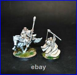 Warhammer lotr Middle Earth Gandalf the White on Shadowfax and Pippin painted