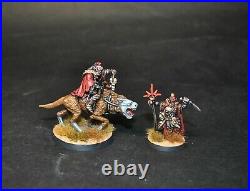 Warhammer lotr Middle Earth Orc Shaman on foot and on Warg Mordor
